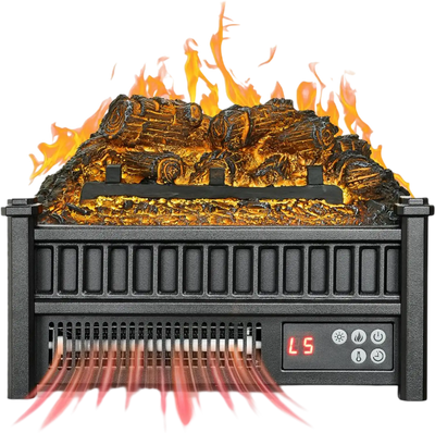 VEVOR Electric Fireplace Log, 16 inch Fireplace Insert Log Heater, with Remote Controller, 5 Adjustable Flame Brightness, 24H Timer, Overheat Protection, Thermostat, for Home and Office Decor Black