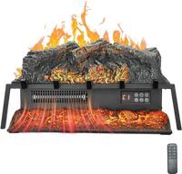 VEVOR Electric Fireplace Log, 25 inch Fireplace Insert Log Heater, with Crackling Sound,Remote Controller, 5 Adjustable Flame Brightness, Timer, Overheat Protection, Thermostat, for Home Decor Black