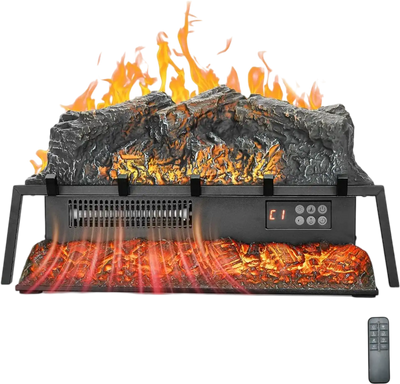 VEVOR Electric Fireplace Log, 25 inch Fireplace Insert Log Heater, with Crackling Sound,Remote Controller, 5 Adjustable Flame Brightness, Timer, Overheat Protection, Thermostat, for Home Decor Black