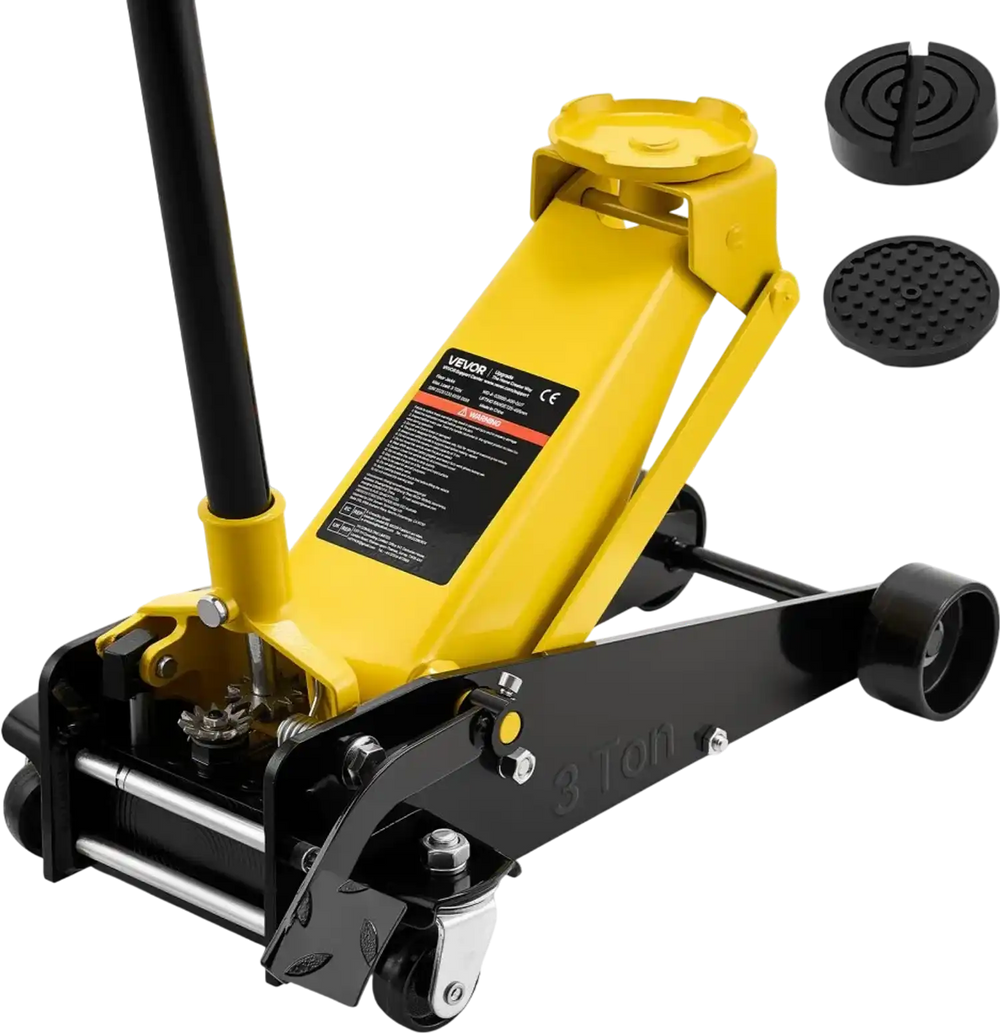 VEVOR Low Profile Floor Jack, 3 Ton (6614 lbs) Capacity, Steel Racing Floor Jack with Single Piston Quick Lift Pump & Foot Pedal, Hydraulic Trolley Car Lift for SUVs, Pickups, Lifting Range 5.1"-19.7"