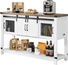 VEVOR Coffee Bar Cabinet, 47.3 x 15.7 x 32.7 in Farmhouse Coffee Bar Cabinet with 4-Tier Storage, Coffee Bar Table with Barn Doors, Farmhouse Sideboard Buffet Cabinet for Living Room, Entryway