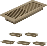 VEVOR 4 x 10 Inch Floor Registers, 6-Pack Vent Grilles, HVAC Heavy-Duty Walkable Iron Floor Vents, Easily Adjustable Rust-Proof Air Vents Deflector with Metal Damper, Ideal for Home & Office, Brown