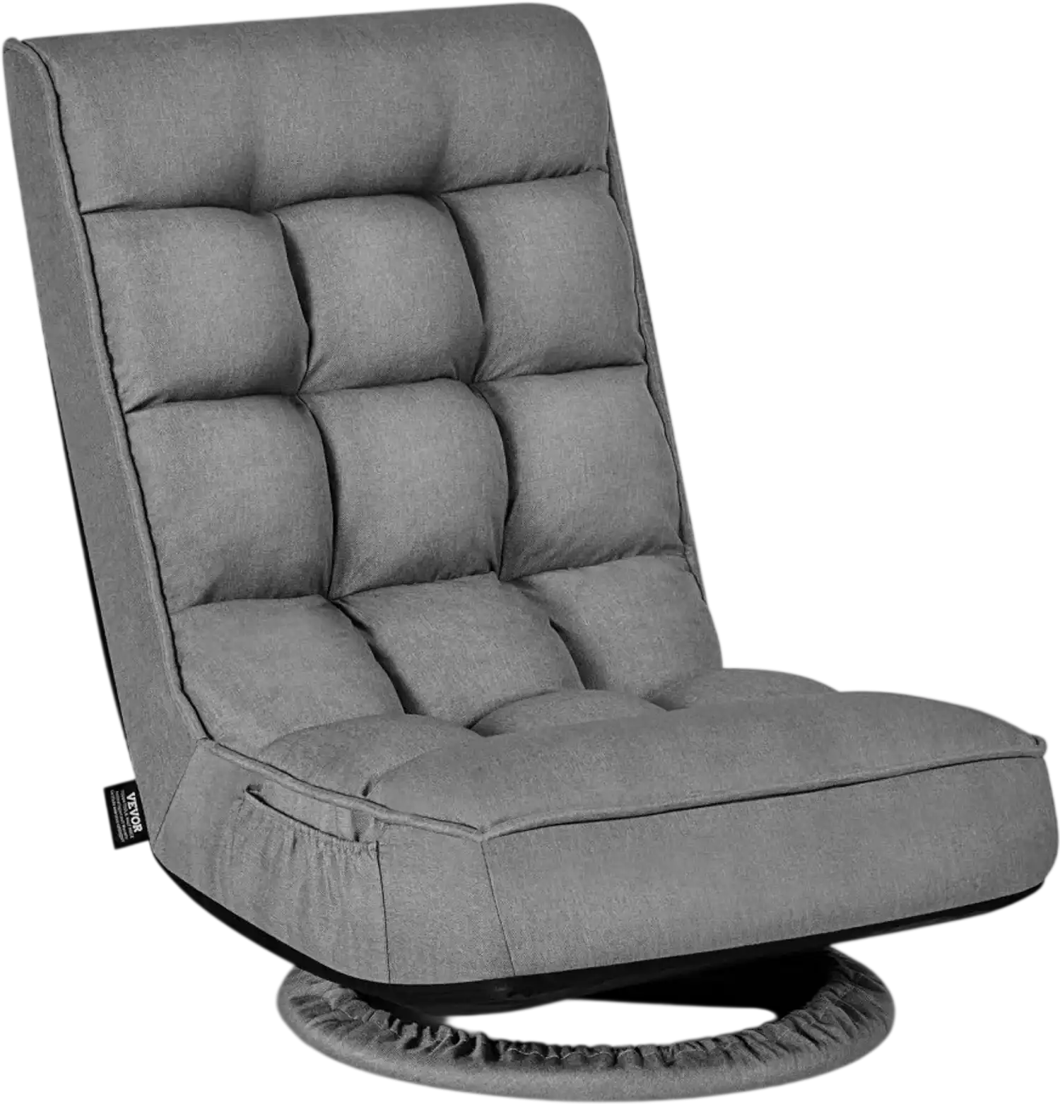 Vevor Floor Chair Swivel Gaming Chair 360° Rotating Adjustable Folding Backrest Gray New