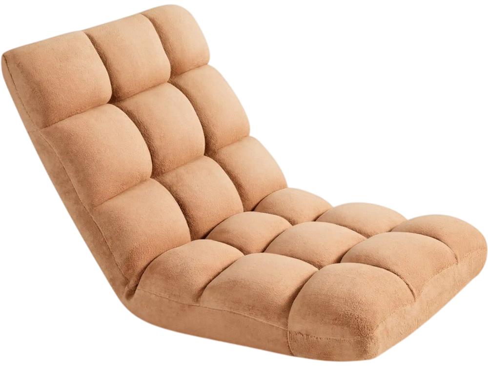 VEVOR Floor Chair, 14 Adjustable Positions Folding Floor Gaming Chair with Back Support, Sturdy Metal Frame with Recycled Foam and Coral Fleece Surface, Multifunctional for Reading, Relaxing, Brown