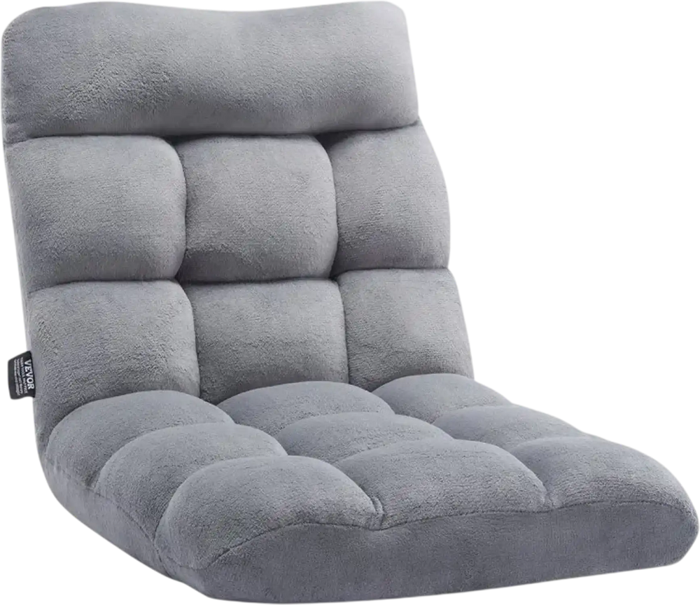 VEVOR Floor Chair, Recycled Foam Folding Sofa Chair with 14 Adjustable Positions, Multifunctional Floor Chair with Back Support Ideal for Sleeping Reading, Floor Gaming Chair for Living Room, Gray