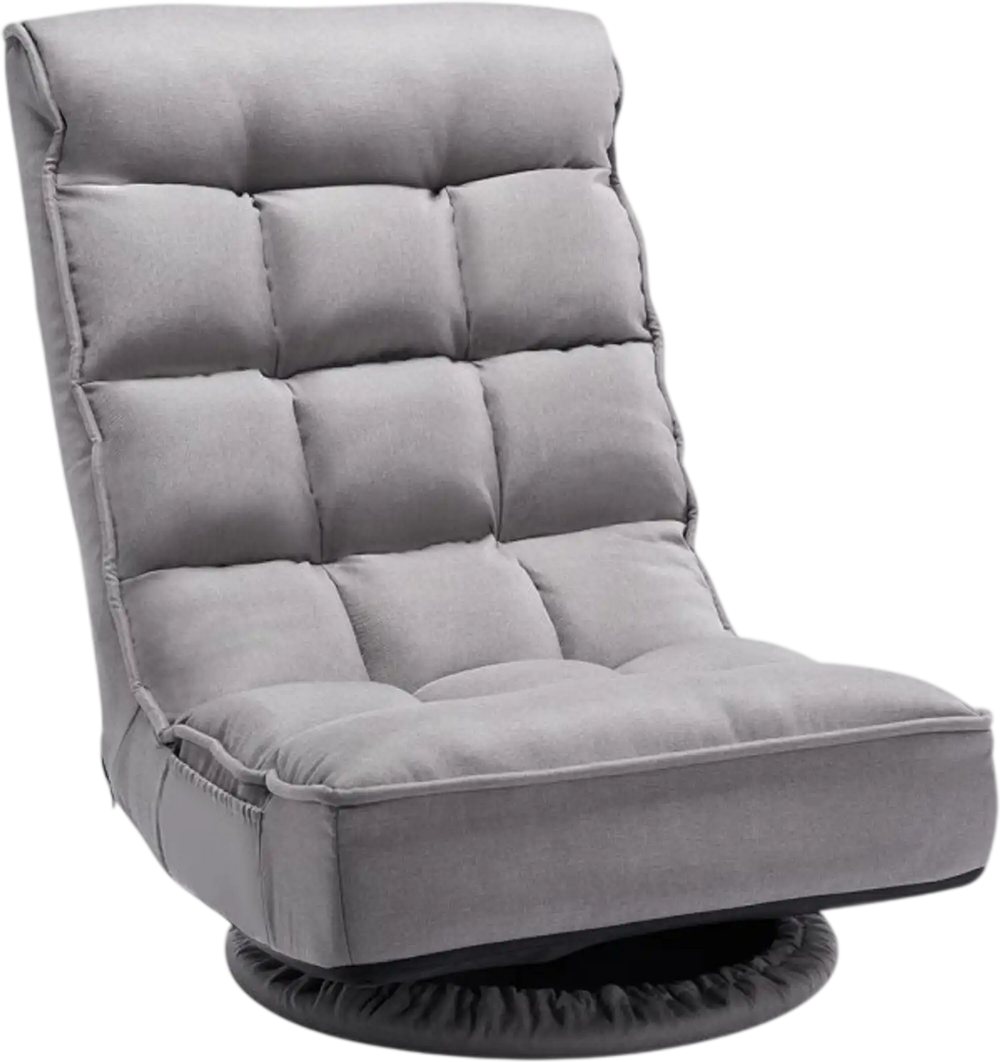 VEVOR Swivel Floor Gaming Chair, 360-Degree Rotating Floor Chair with 4 Adjustable Position Folding Backrest and Lumbar Support, Folding Video Reclining Sofa for Watching TV Reading Playing Game, Gray