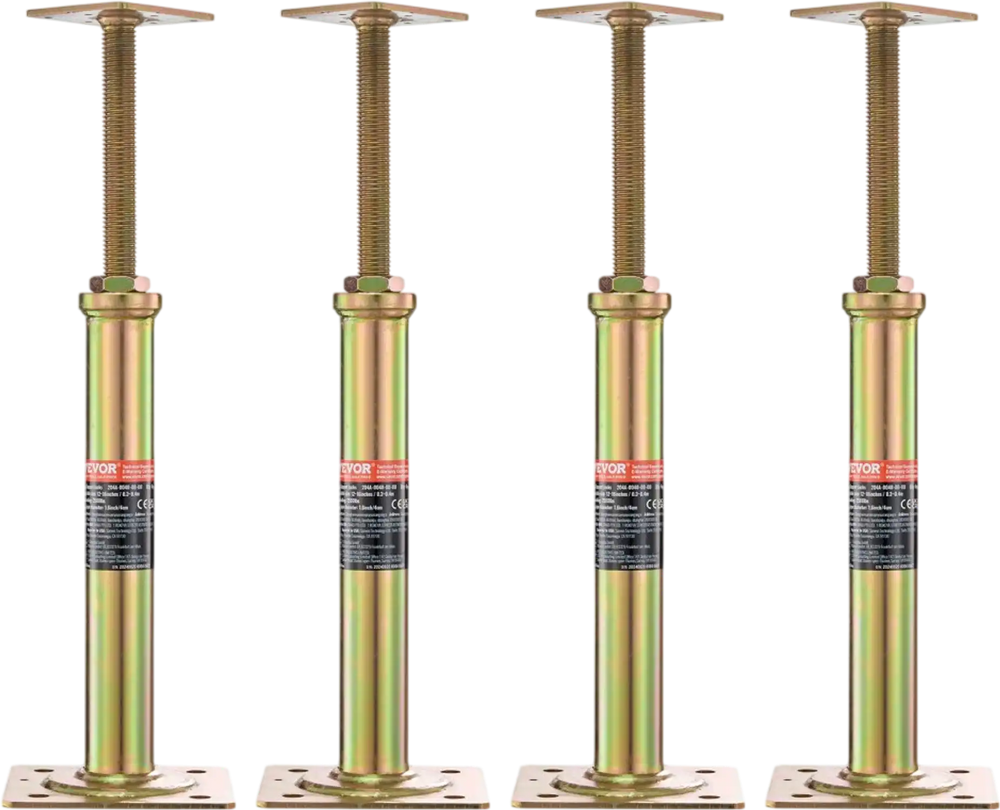 VEVOR House Floor Jacks, 4 Pack, 11.6"-16" Height Range, 2500 lbs Max Load Capacity Per Unit, Adjustable Support Beam Basement Jack Post for Leveling, Galvanized Telescoping Jack for Temporary Support