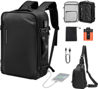 VEVOR Vacuum Travel Backpack, 65L, Expandable Vacuum Seal Compression Travel Backpack with Pump, with TSA-Approved Lock, Airback Vacpack, Water-Resistant Carry-On Suitcase Luggage, for Business, Black