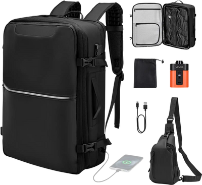 Vevor Vacuum Travel Backpack 80L Expandable Compression Carry-On with Pump Black New