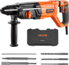 VEVOR Rotary Hammer Drill, 1-1/8 in SDS-Plus Electric Corded Heavy Duty Rotary Hammer, 4 Functions, Including 3 Drill Bits, Flat Chisel, Pointed Chisel, and Carrying Case, for Concrete and Masonry