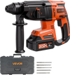 VEVOR 20V Brushless Cordless Hammer Drill, Lithium-Ion 1.1 Inch Rotary Hammer Driver, SDS-Plus Electric Lightweight Power Tool Kit with Battery and Charger, 4 Functions, 1200 RPM, 5300 BPM