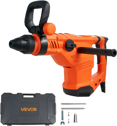 VEVOR Corded Hammer Drill, 1600W 175-350RPM Electric Demolition Drills, 2-Inch SDS-Max Rotary Hammer Driver, 3 Functions Chipping Power Tool Kit for Concrete, Drilling Wood Plastic