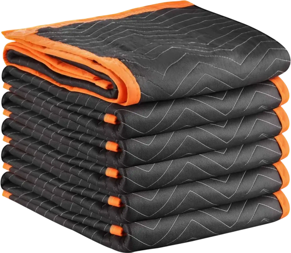 VEVOR Moving Blankets 6 Pcs, 80 x 72 in (35 lbs/dz) Large Packing Blankets with Cotton Filling, Heavy Duty Nonwoven Fabric Padded Moving Blanket for Shipping, Wrapping, Protecting Furniture