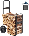 VEVOR Firewood Log Cart, 250 lbs Load Capacity, Outdoor and Indoor Wood Rack Storage Mover with Pneumatic Rubber Wheels, Heavy Duty Steel Dolly Hauler, Firewood Carrier for Fireplace, Fire Pit, Black