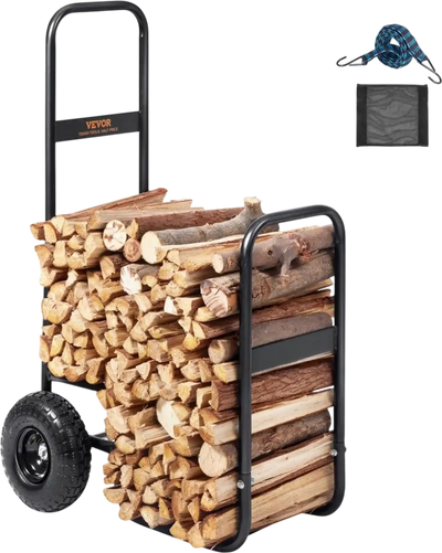 Vevor Firewood Log Cart 250 lbs Capacity Indoor Outdoor Wood Rack Mover New