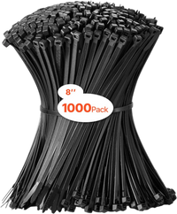 VEVOR 1000 Pack Cable Zip Ties, 8-inch Heavy Duty Cable Wire Ties with 45LBS High Tensile Strength, Multi-Purpose Self-Locking Nylon Tie Wraps, Heat & Cold Resistant for Indoor and Outdoor Use