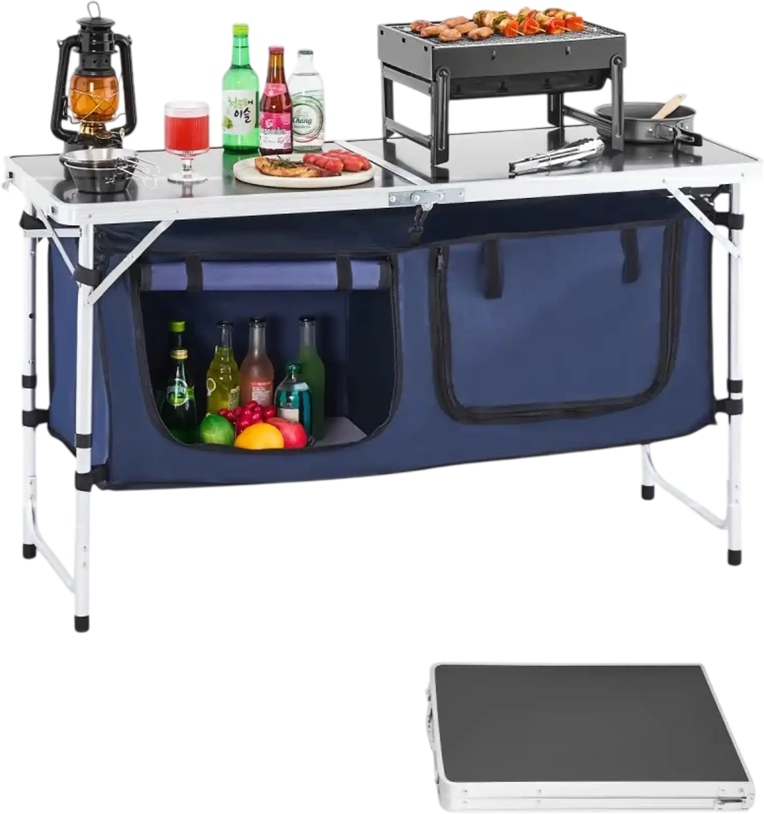 Vevor Camping Kitchen Table Folding Portable Cook Station 47