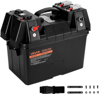 VEVOR Battery Box, Group 24/31 Trolling Motor Battery Box, 12V/24V Marine Batteries Case with PP Shell and Dual Straps, Smart Batteries Case, Suitable for Trolling Motor, Marine,RV & Solar Panel