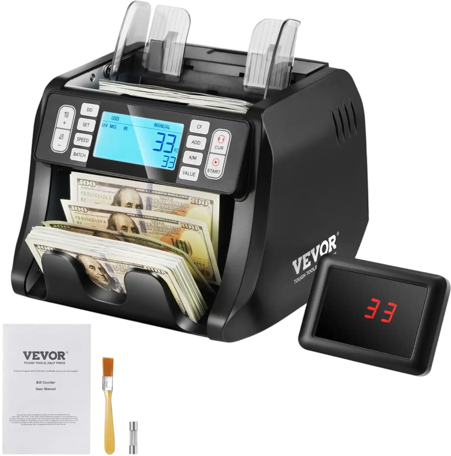 Vevor Bill Counter Money Counter Machine with UV MG IR and DD Counterfeit Detection New