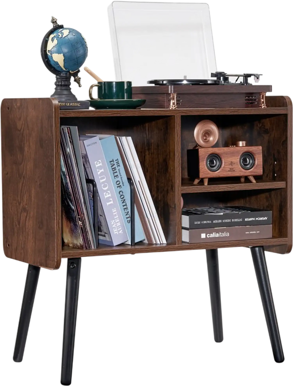 VEVOR Record Player Stand, Turntable Stand Holds Up to 100 Albums, Vintage Vinyl Record Cabinet with Removable Shelves, Record Player Table with Adjustable Height for Living Room, Bedroom, Brown
