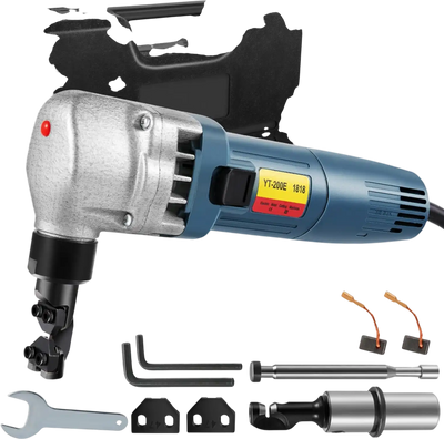 VEVOR Electric Sheet Metal Cutter, 380W Power, 1800RPM Rotor Speed, 0.07in/1.8mm Cutting Capacity, Includes Replacement Blades and Storage Case, Ideal for Stainless Steel, Aluminium, Plastic