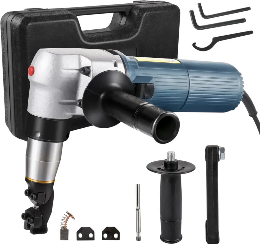 VEVOR Electric Metal Nibbler 625W Nibbler Metal Cutter 1000RPM High Speed Rotor 0.16in/4mm Metal Nibbler 110V w Replaced Blades Storage Case Sheet Metal Nibbler for Cutting Stainless Steel, Aluminium