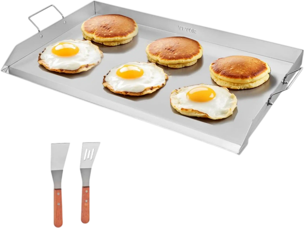 VEVOR Stainless Steel Griddle, 36x22 inch Universal Flat Top Rectangular Plate, Gas Grill Griddle for BBQ Grill, Teppanyaki, Portable Family Cookware with Handle, for Camping Tailgating Party