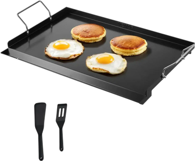 VEVOR Carbon Steel Griddle, 24x16 inch Universal Flat Top Rectangular Plate, Gas Grill Griddle for BBQ Grill, Teppanyaki, Portable Family Cookware with Handle, for Camping Tailgating Party