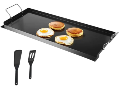 VEVOR Carbon Steel Griddle, 32x14 inch Universal Flat Top Rectangular Plate, Gas Grill Griddle for BBQ Grill, Teppanyaki, Portable Family Cookware with Handle, for Camping Tailgating Party