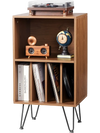 VEVOR Record Player Stand, 3 Tiers Turntable Stand with Record Storage, Vinyl Record Storage Cabinet with Metal Legs for Bedroom, Living Room, Brown
