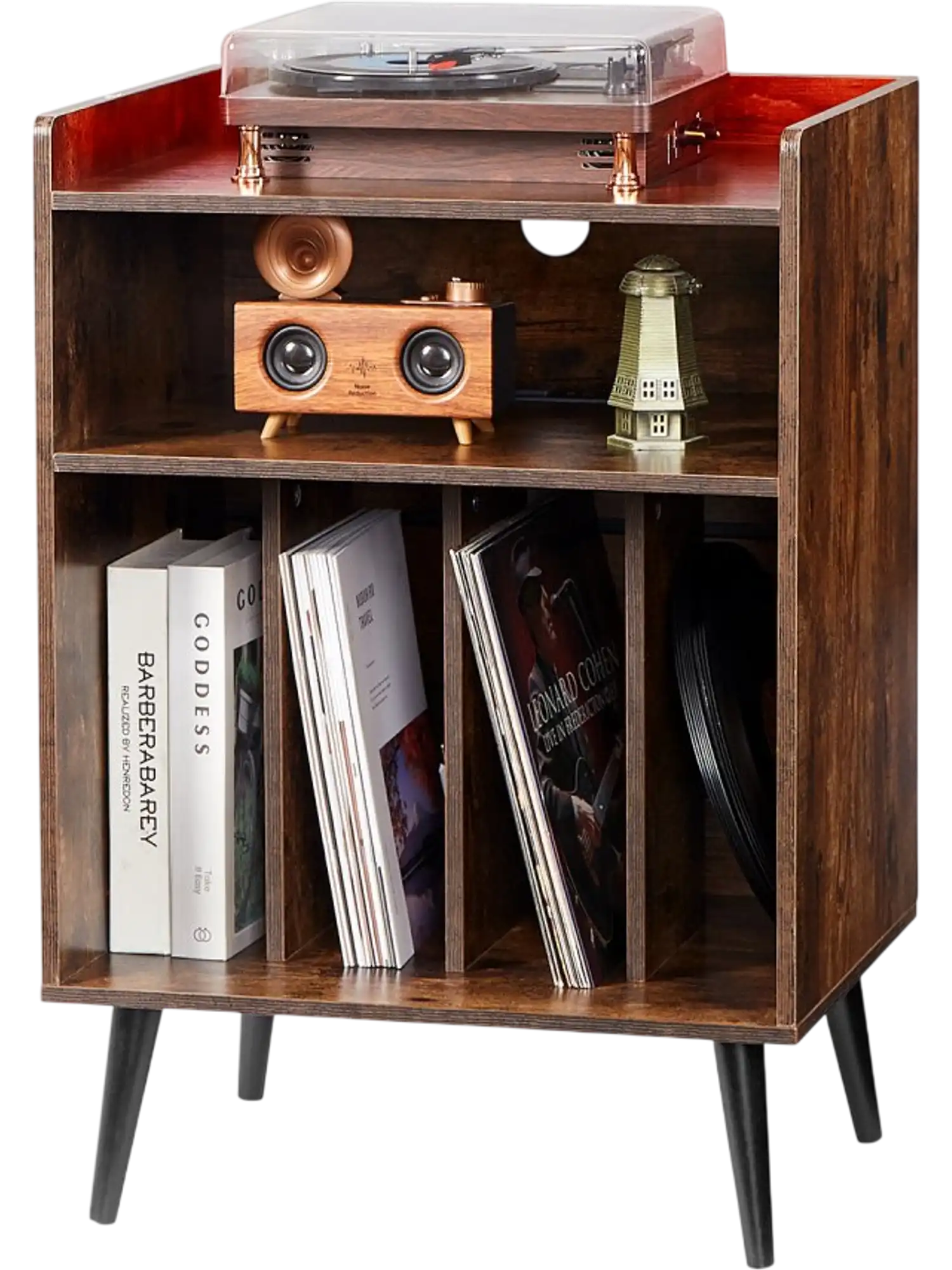 Vevor Record Player Stand LED Light Vinyl Storage Shelf New