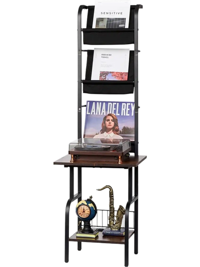 Vevor Record Player Stand 5-Tier Vinyl Storage Shelf with LED Light and USB Ports New