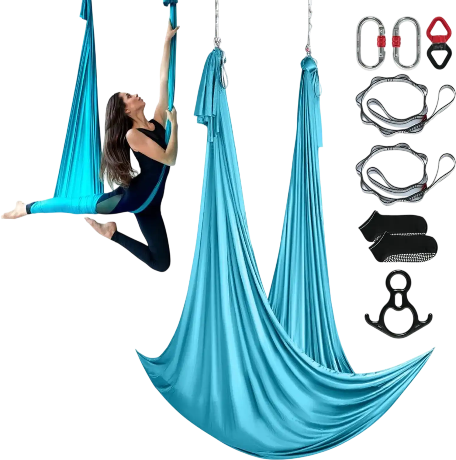 Vevor Aerial Yoga Hammock 11 Yards Nylon Swing Kit Blue New