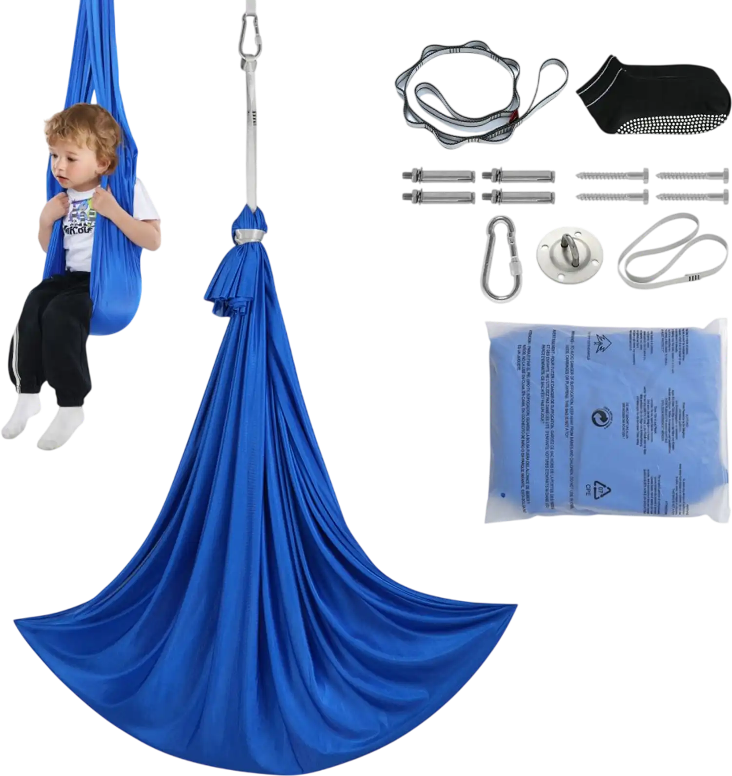 Vevor Sensory Swing Kids Therapy Hammock 3.1 Yards Blue New