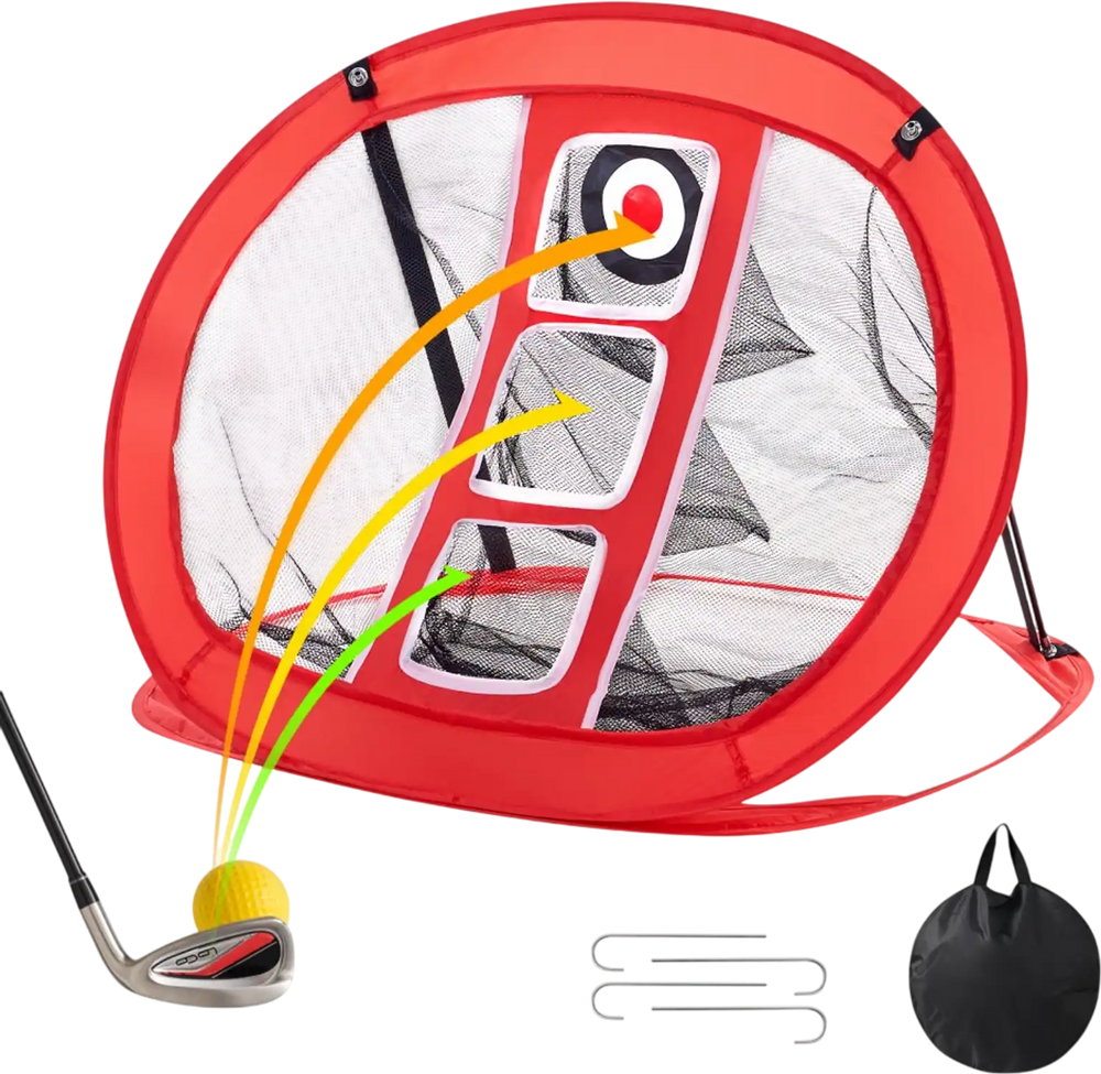 VEVOR Golf Chipping Net, Pop Up Golf Practice Net, Portable Indoor Outdoor Home Golf Hitting Aid Net with Target and Carry Bag, for Backyard Driving Training Swing, Gift for Men, Golf Lover, Red