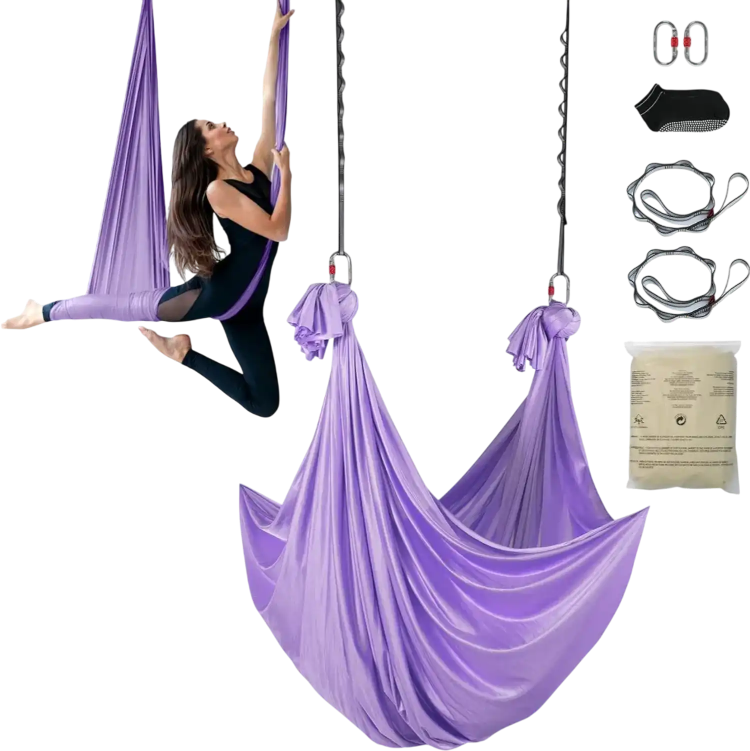 Vevor Aerial Yoga Hammock & Swing 4.4 Yards Purple Starter Kit New