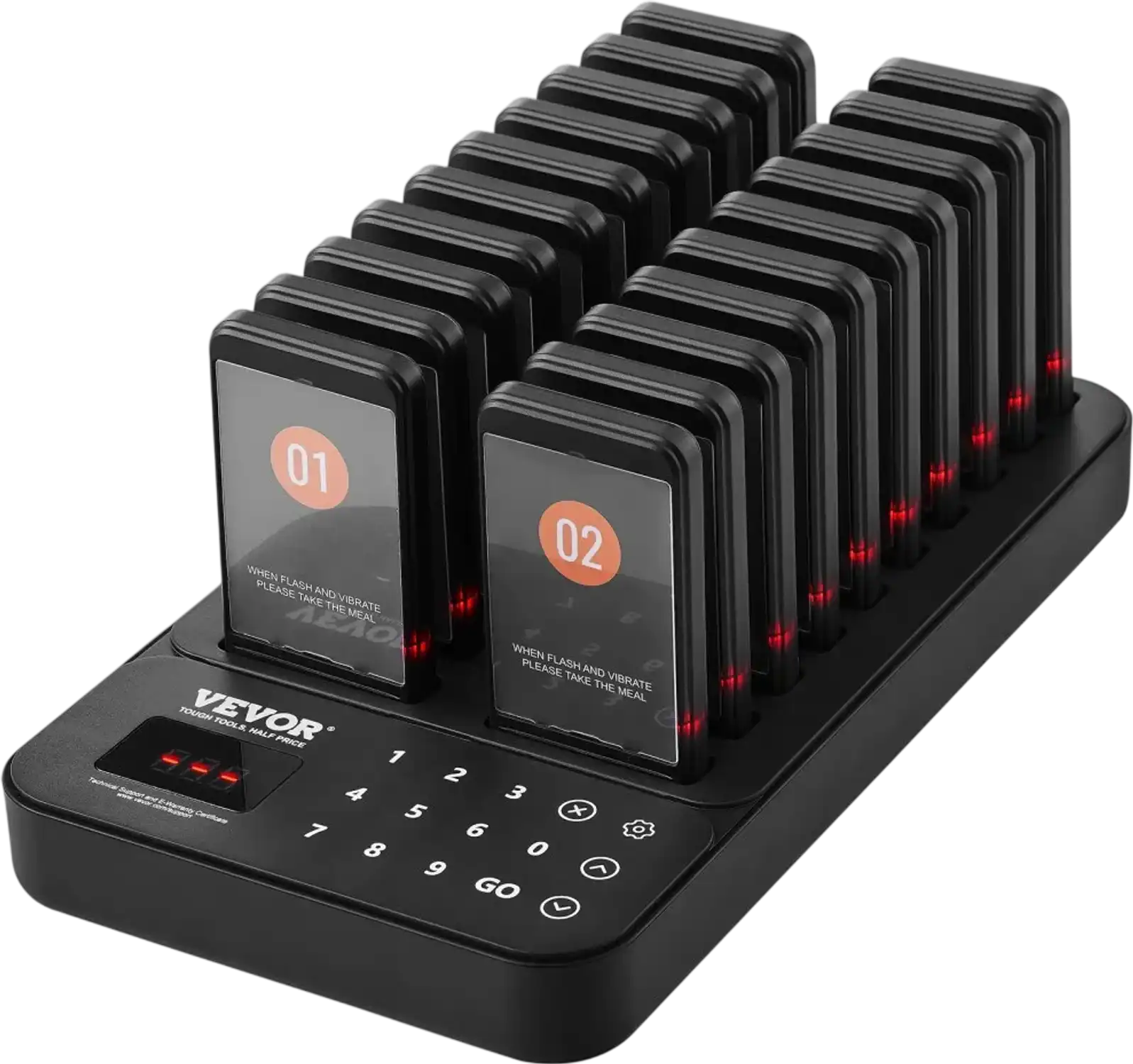 Vevor Restaurant Pager System Wireless 1312' Range with 20 Buzzers New