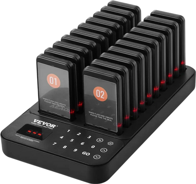 Vevor Restaurant Pager System Wireless 1312' Range with 20 Buzzers New