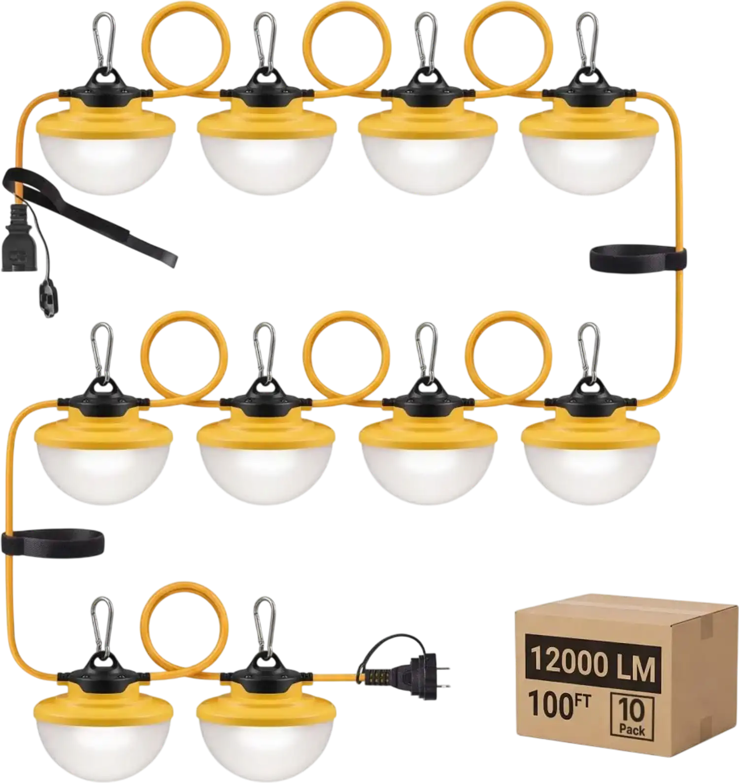 Vevor Construction String Lights 100' 100W 10-Bulb LED Jobsite Lighting 2-Pack New