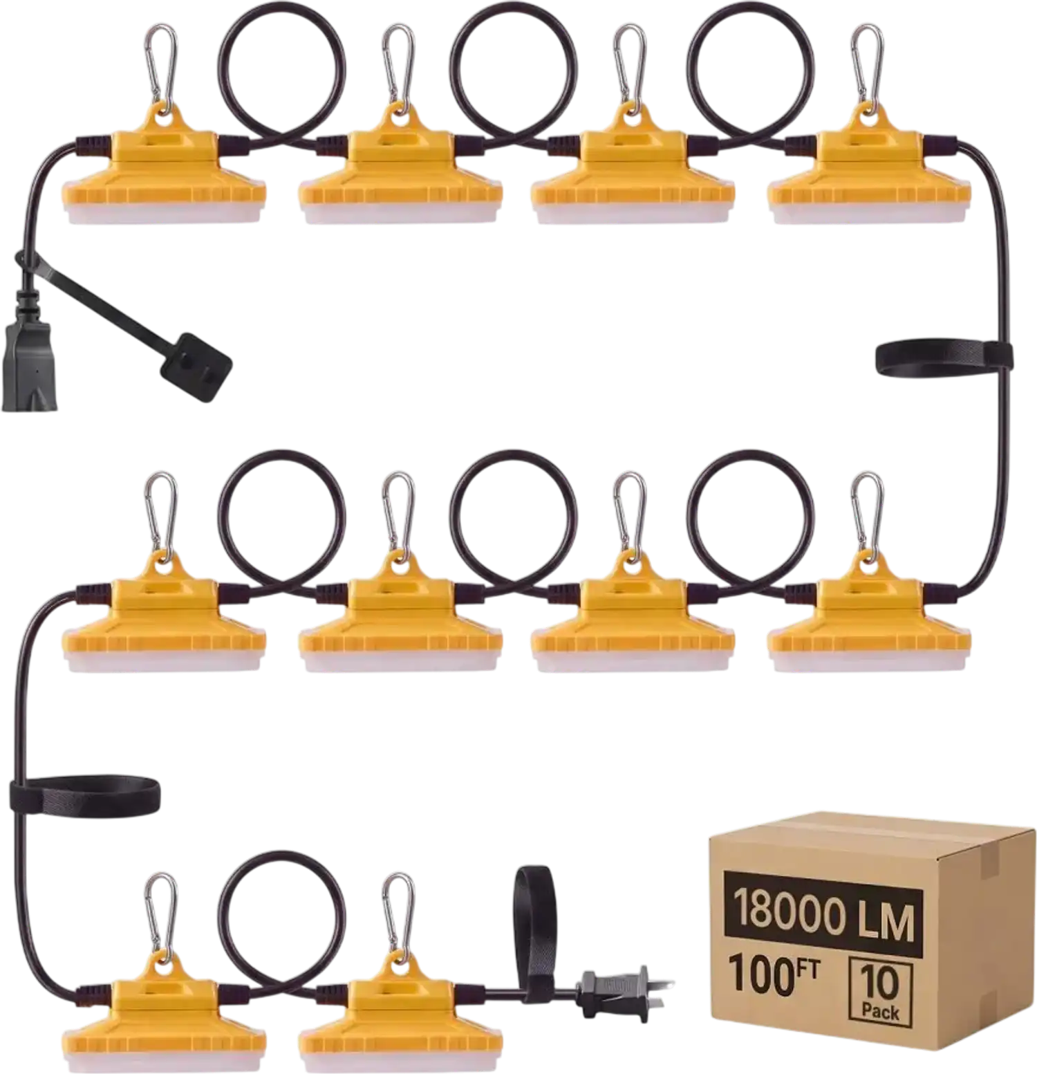 Vevor Construction String Lights 100' 150W LED Temporary Jobsite Lighting 10 Bulbs 2-Pack New