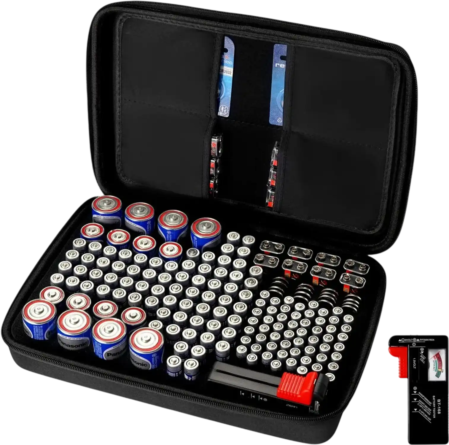 Vevor Battery Organizer Storage Box Case with Tester Holds 167 Batteries New