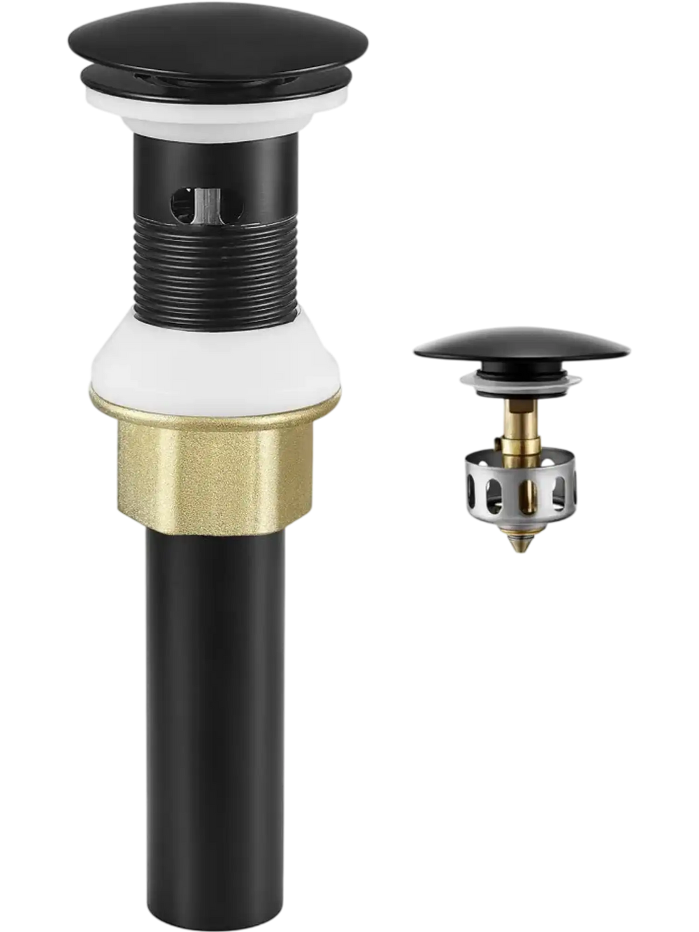 VEVOR Bathroom Sink Drain with Overflow, Brass and 304 Stainless Steel Pop Up Drains, Anti-Clogging Vessel Sink Drain Strainer, All Metal Hair Catcher Drains Stopper, for Sinks with Overflow Holes