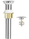 VEVOR Bathroom Sink Drain Without Overflow, Brass and 304 Stainless Steel Pop Up Drains, Anti-Clogging Vessel Drain Strainer, All Metal Hair Catcher Drains Stopper, for Sinks Without Overflow Holes