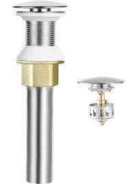 VEVOR Bathroom Sink Drain Without Overflow, Brass and 304 Stainless Steel Pop Up Drains, Anti-Clogging Vessel Drain Strainer, All Metal Hair Catcher Drains Stopper, for Sinks Without Overflow Holes