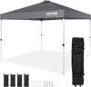 VEVOR Pop Up Canopy Tent, 10 x 10 ft, 250 D PU Silver Coated Tarp, with Portable Roller Bag and 4 Sandbags, Waterproof and Sun Shelter Gazebo for Outdoor Party, Camping, Commercial Events, Dark Gray