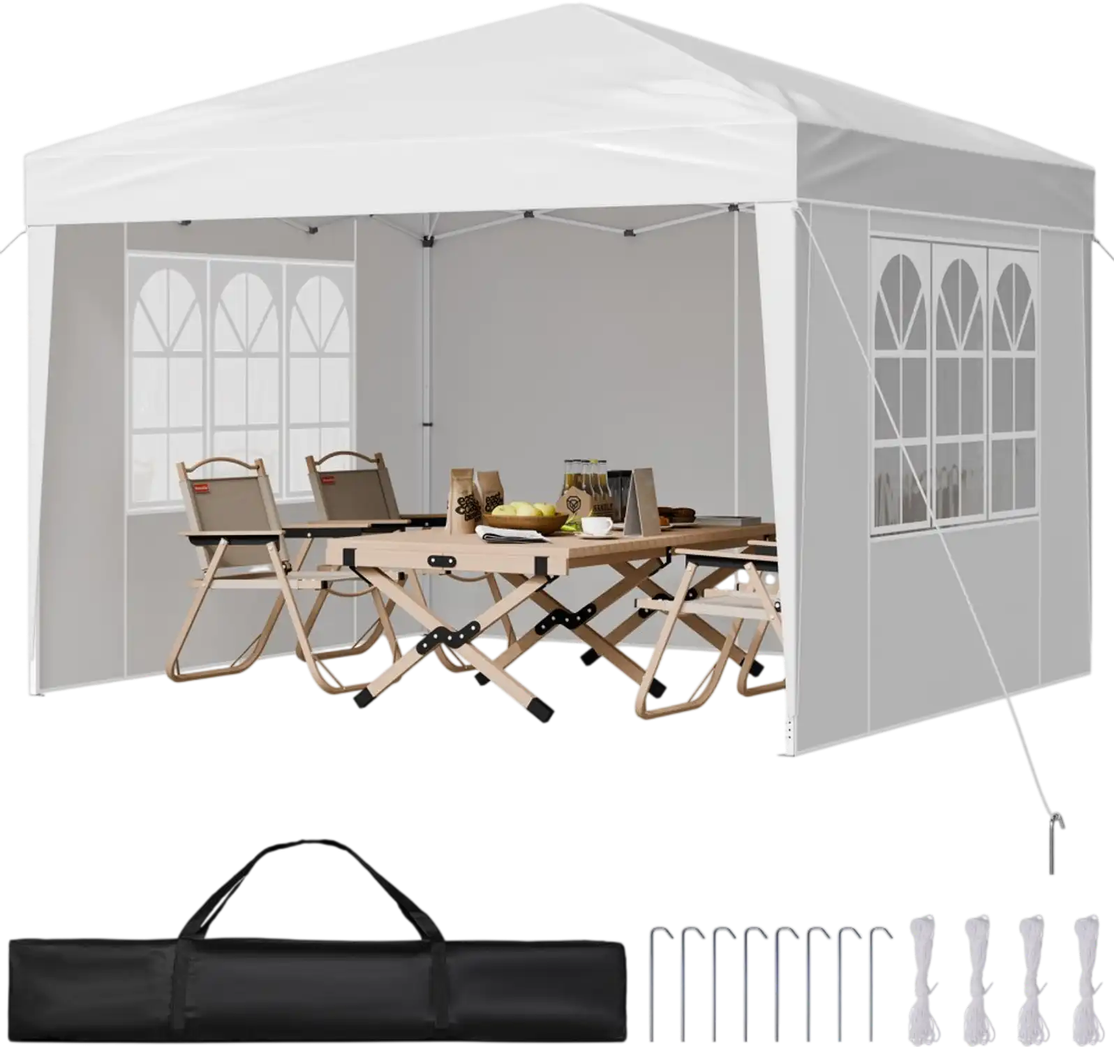 Vevor Canopy Tent 10' x 10' Pop-Up Gazebo with 3 Sidewalls & 2 Windows New