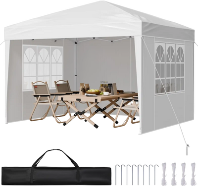 Vevor Canopy Tent 10' x 10' Pop-Up Gazebo with 3 Sidewalls & 2 Windows New