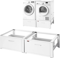 VEVOR Laundry Pedestal, 14 in Height, Washer and Dryer Pedestals with Drawer, 700 lbs Weight Load Capacity, Non-Slip Feet, Heavy-duty Steel Washing Machine Stand Universal Fit, White, 2 Pack
