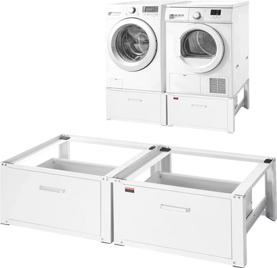 VEVOR Laundry Pedestal, 14 in Height, Washer and Dryer Pedestals with Drawer, 700 lbs Weight Load Capacity, Non-Slip Feet, Heavy-duty Steel Washing Machine Stand Universal Fit, White, 2 Pack