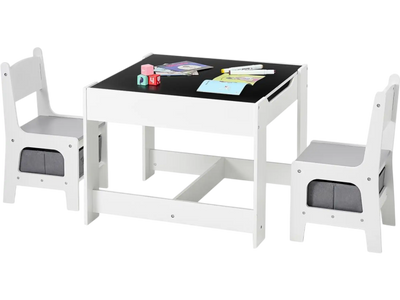 Vevor Kids Table and Chair Set Reversible Top with Storage White New
